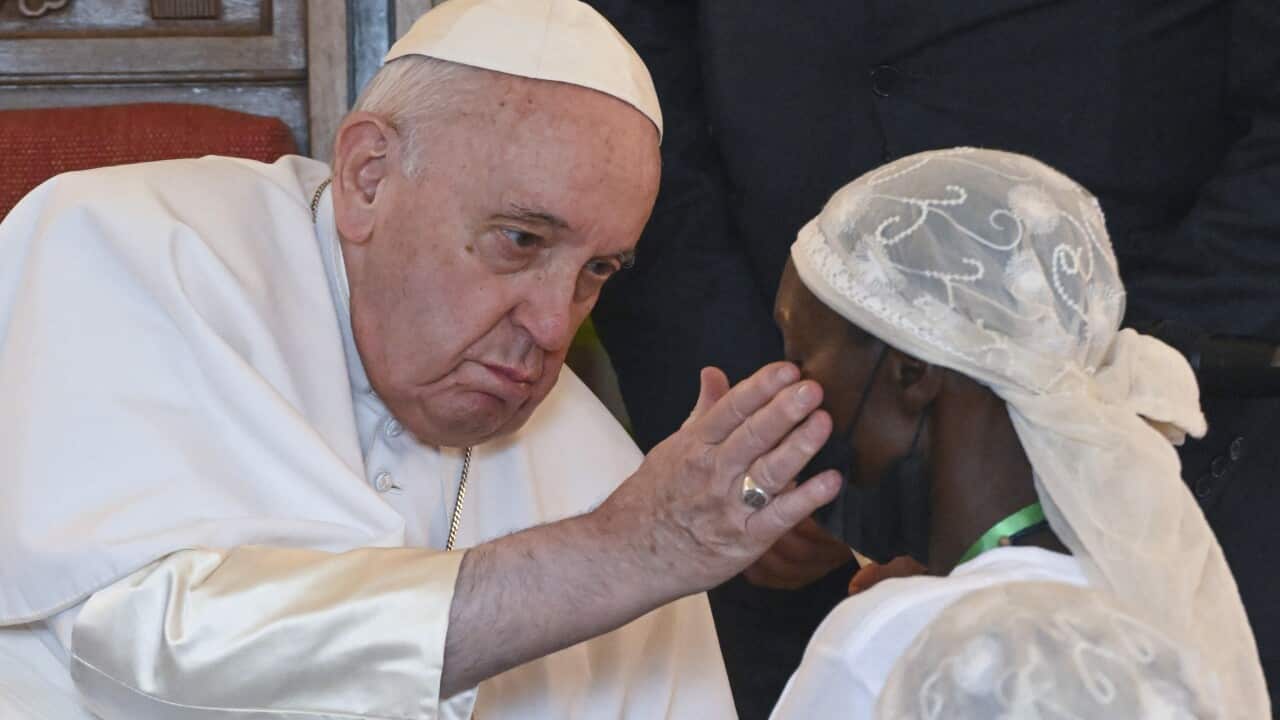 Pope Francis meets victims of the conflict in eastern Democratic Republic of Congo