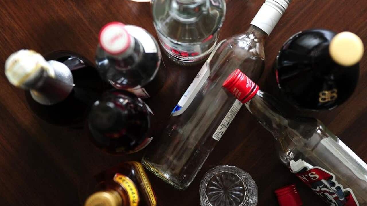 Empty bottles of alcohol
