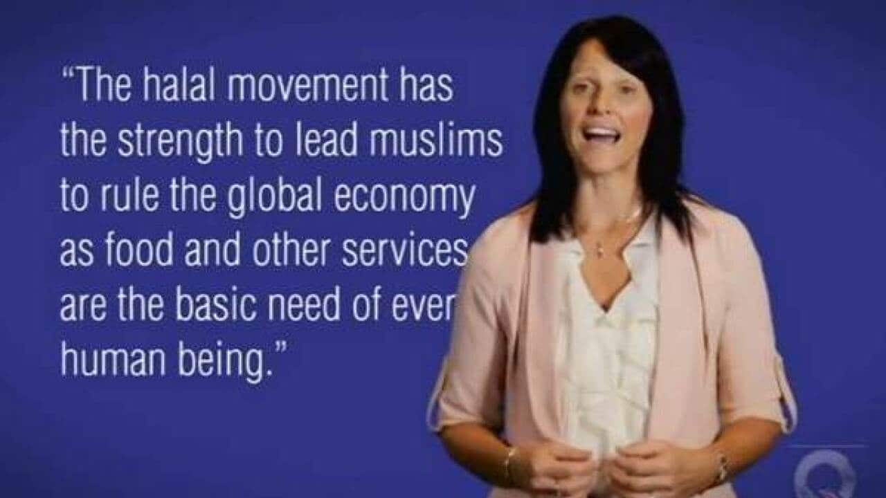 A screenshot from one of the videos at the centre of the legal proceedings featuring anti-Halal activist Kirralie Smith.