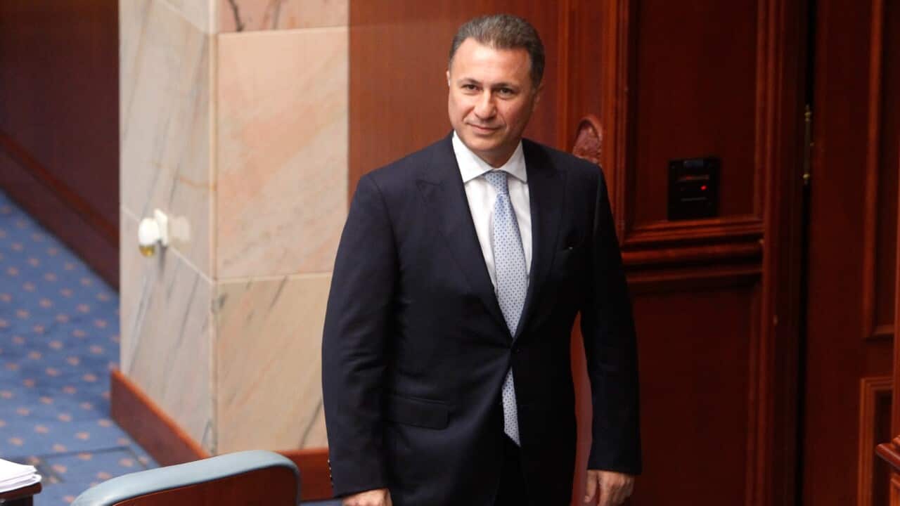 Nikola Gruevski, Macedonia's former prime minister, looks on in parliament in the capital, Skopje.