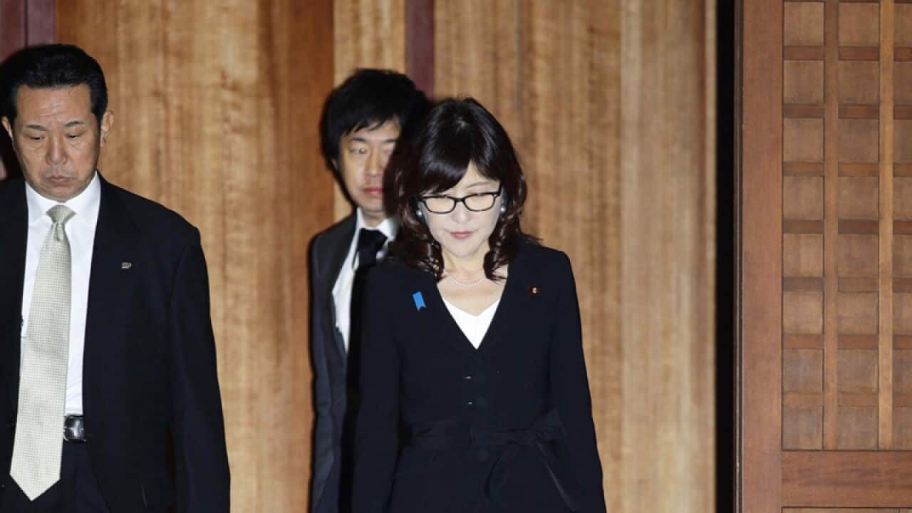 Japanese defence minister Tomomi Inada (C)