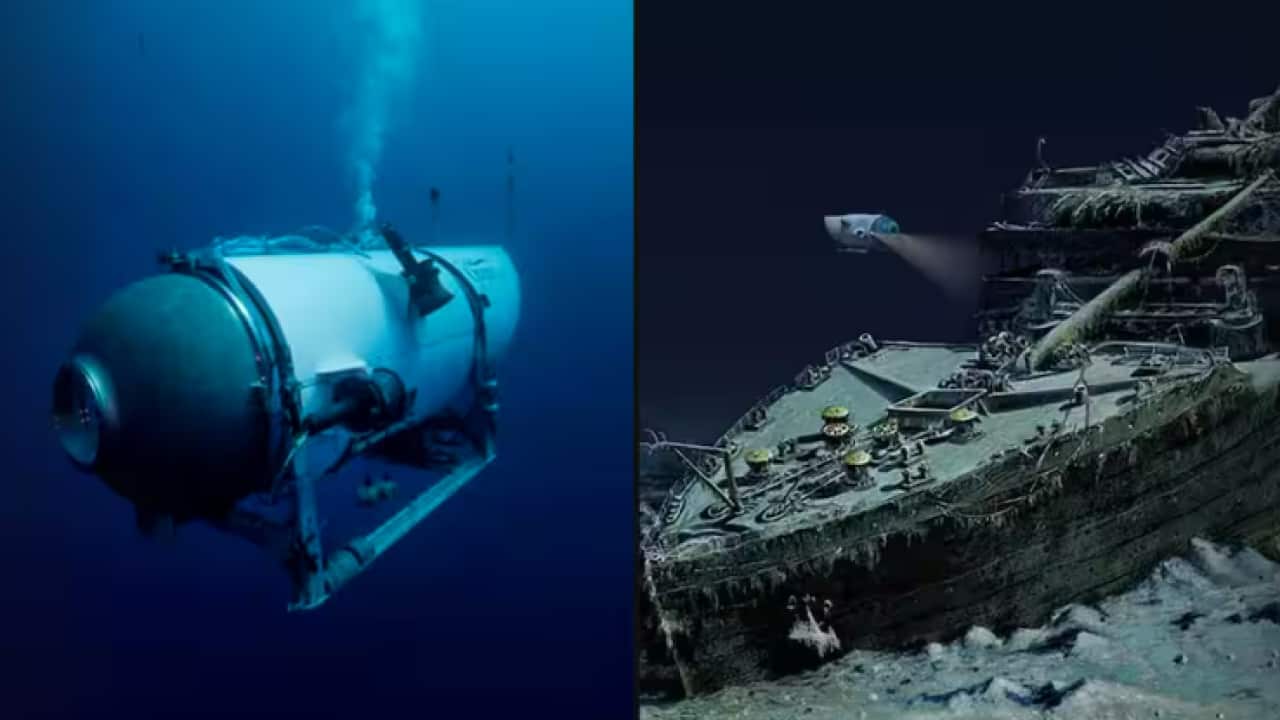 Titan submersible and the Titanic wreckage