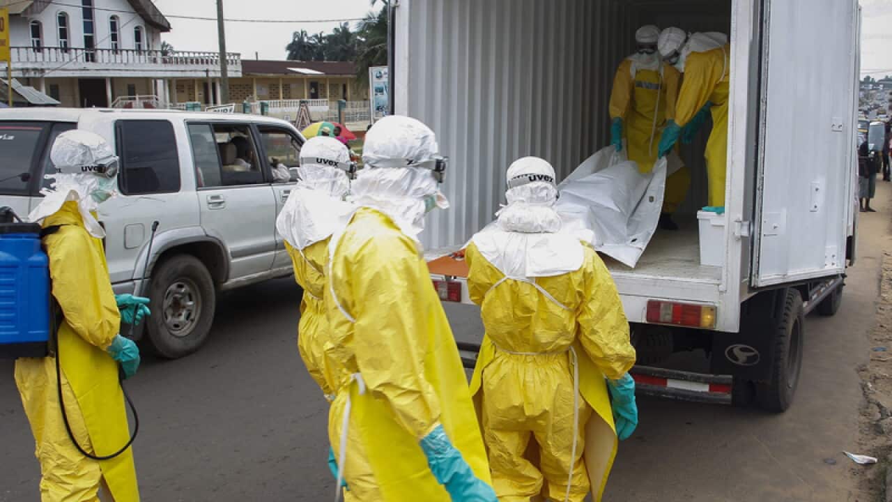 Healthcare workers from the Ebola burial team in Liberia.