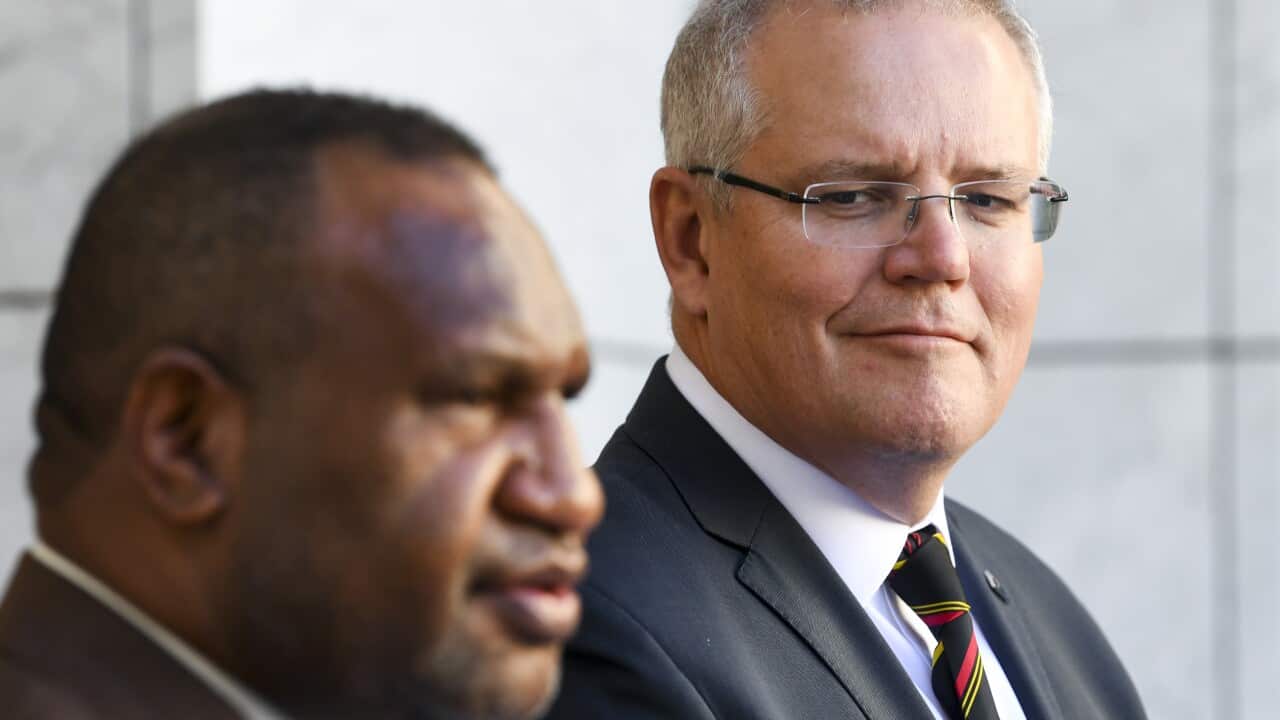 Prime Minister Scott Morrison and his PNG counterpart James Marape discussed the future of Manus Island in Canberra on Monday.