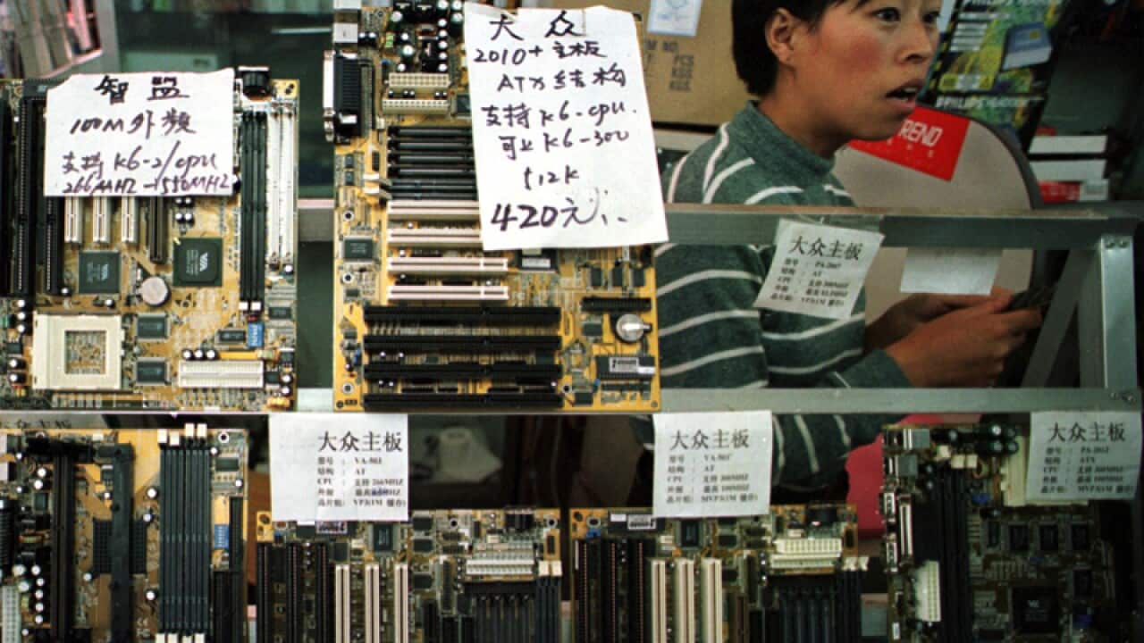 A computer parts shops at Zhongguancun Street locally