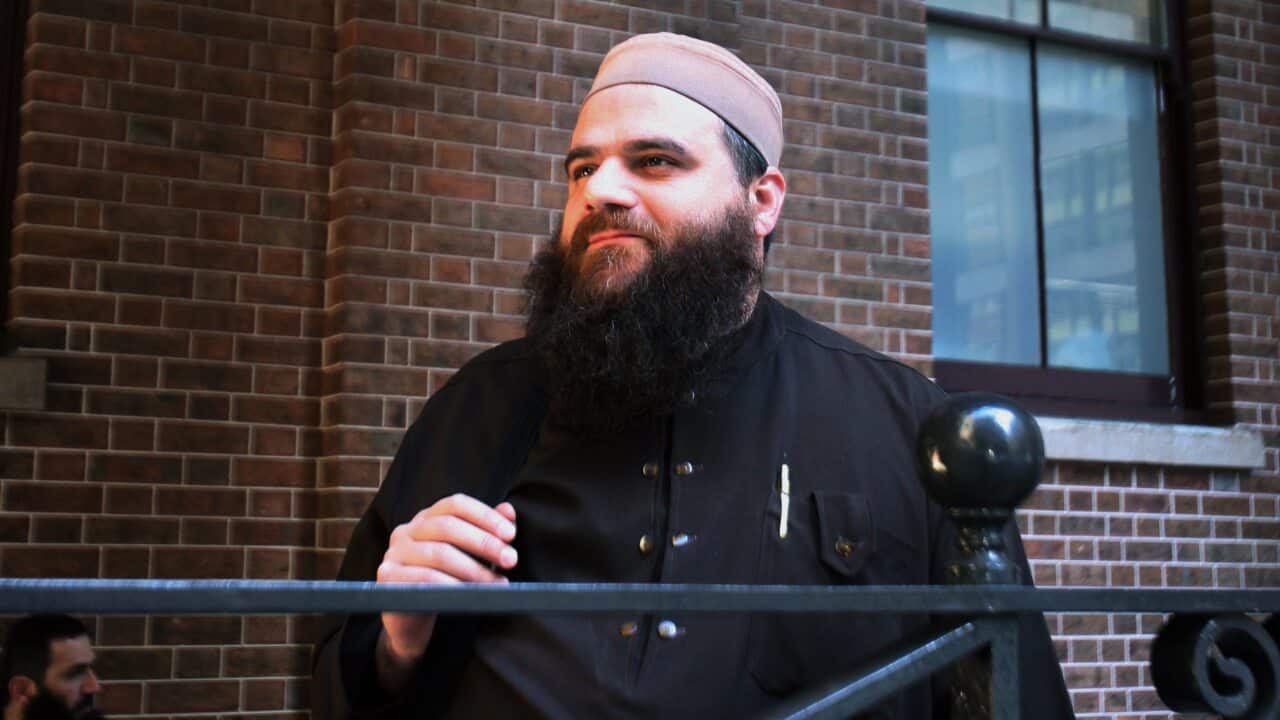 Belal Saadallah Khazaal stands outside court in Sydney in 2008.