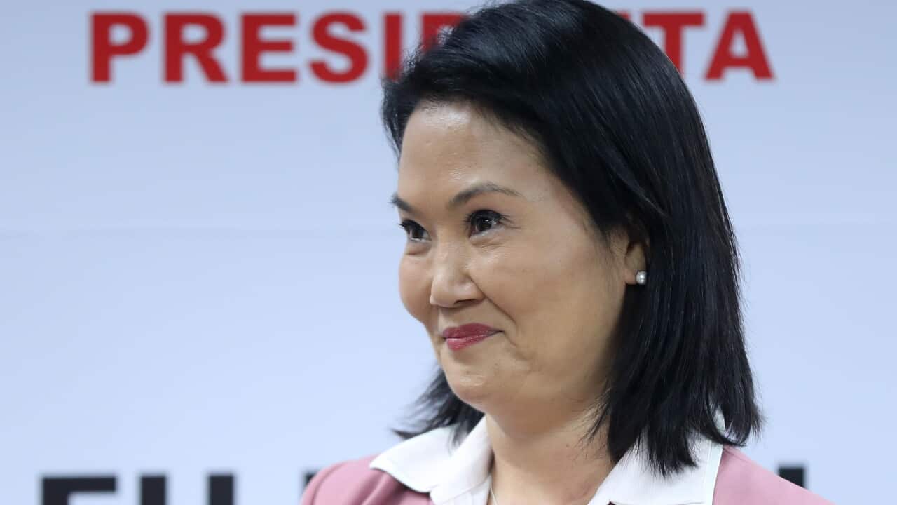 Keiko Fujimori holds a press conference in Lima on election results