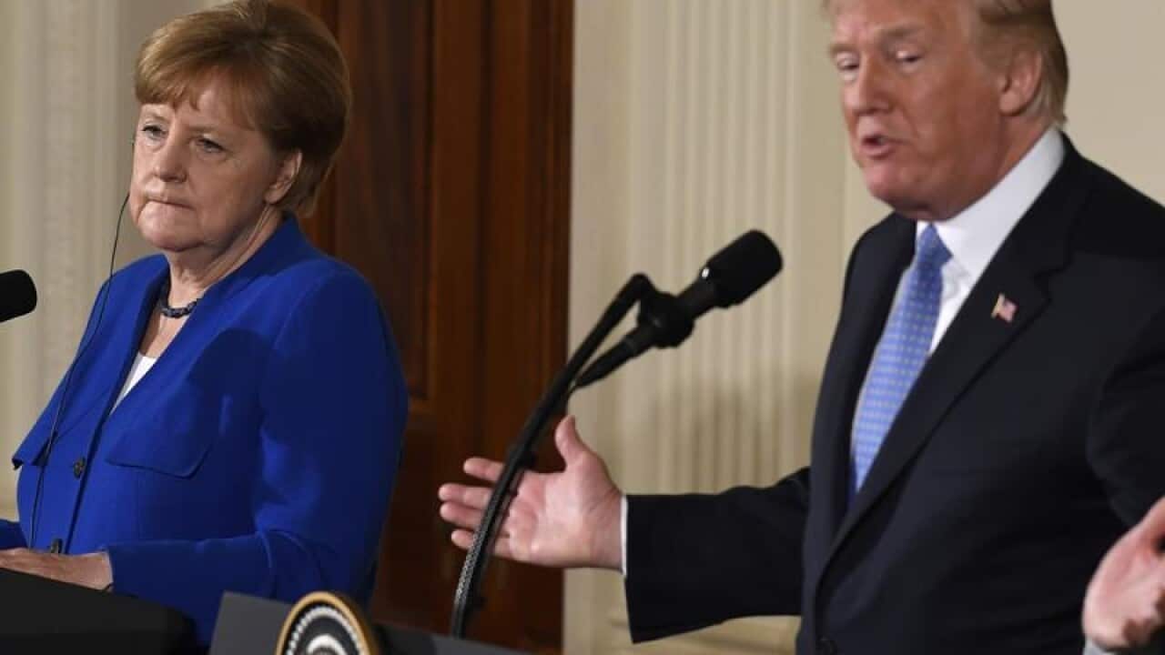German Chancellor Angela Merkel and US President Donald Trump