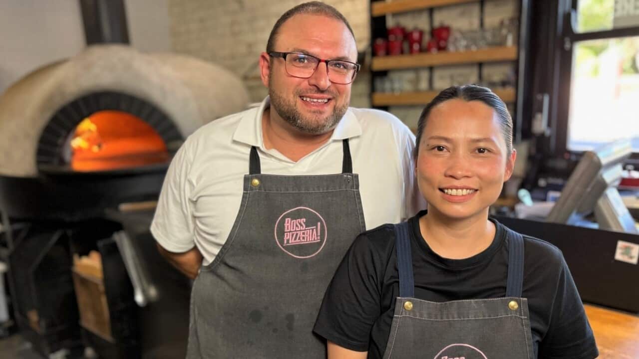 Daniel Barrese and Sansita Butsarakuthanachok have boosted profits at their Melbourne pizzeria. (SBS-Scott Cardwell).jpg