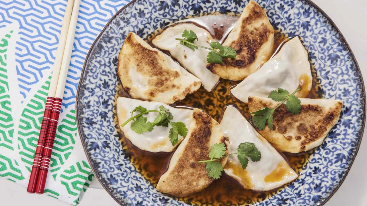 Everyday_Gourmet_S5_Ep31_Duck Pot Stickers with Hot and Sweet Dipping Sauce.jpg