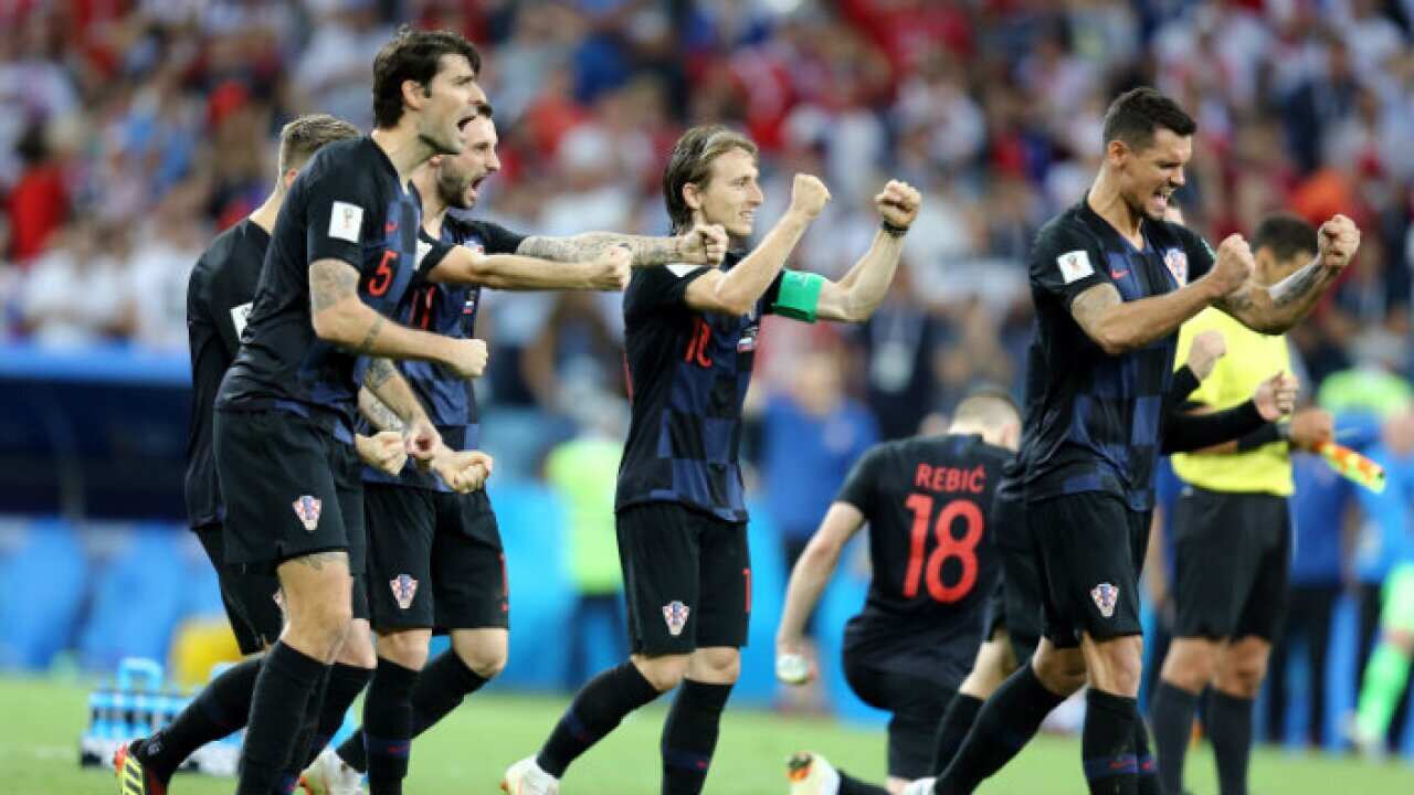 Croatian Players celebrating victory during World Cup Russia 2018