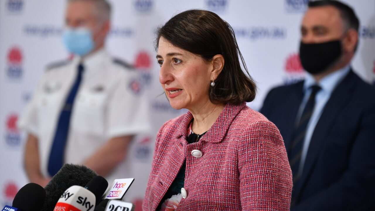 NSW Premier Gladys Berejiklian speaks to the media during a press conference in Sydney.