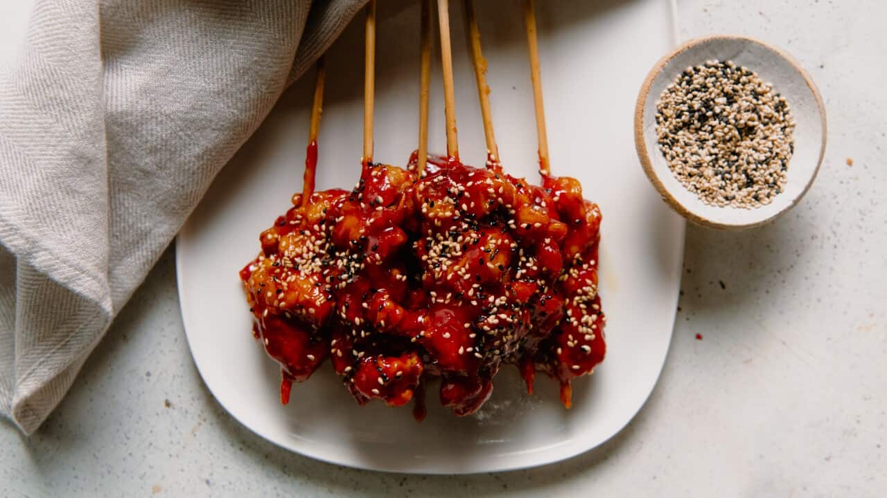 Korean fried chicken skewer