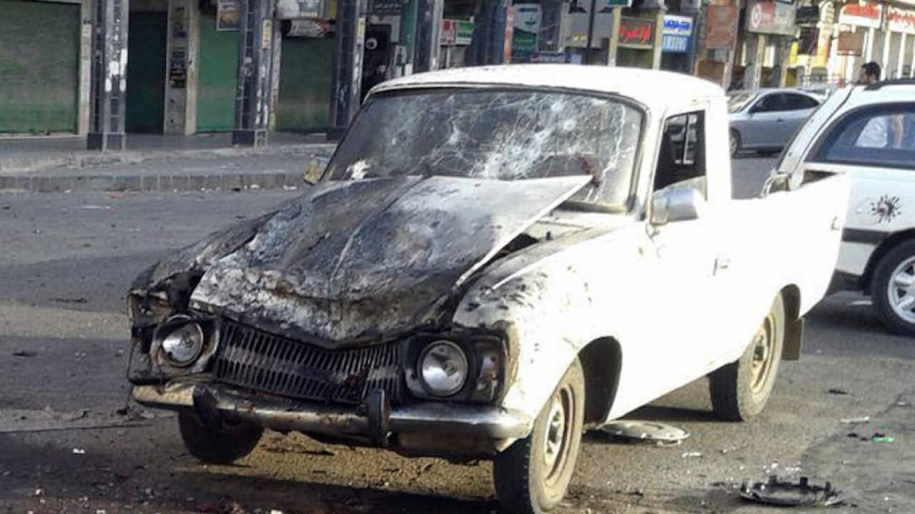 The site of a suicide attack in Sweida, Syria.