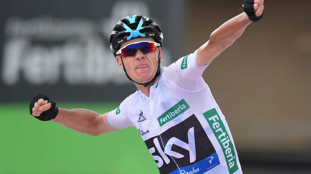 Once more, with feeling... Chris Froome wins atop Peña Cabarga.