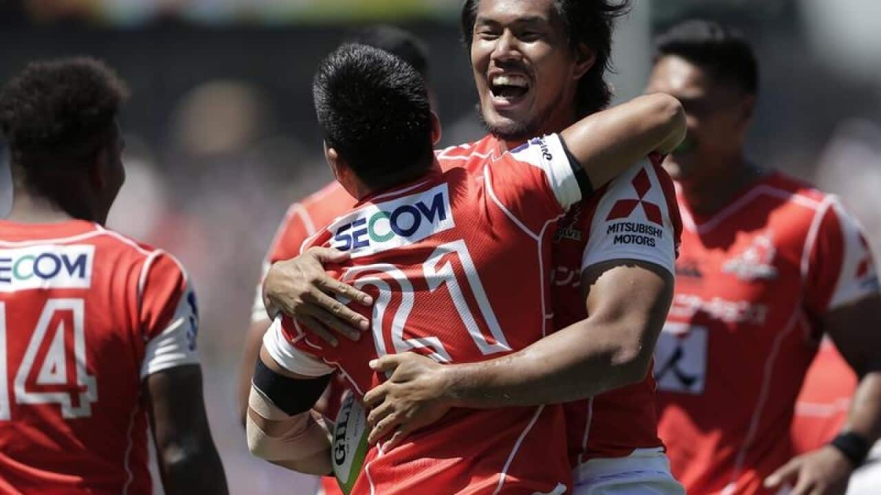 Kaito Shigeno (C) of the Sunwolves