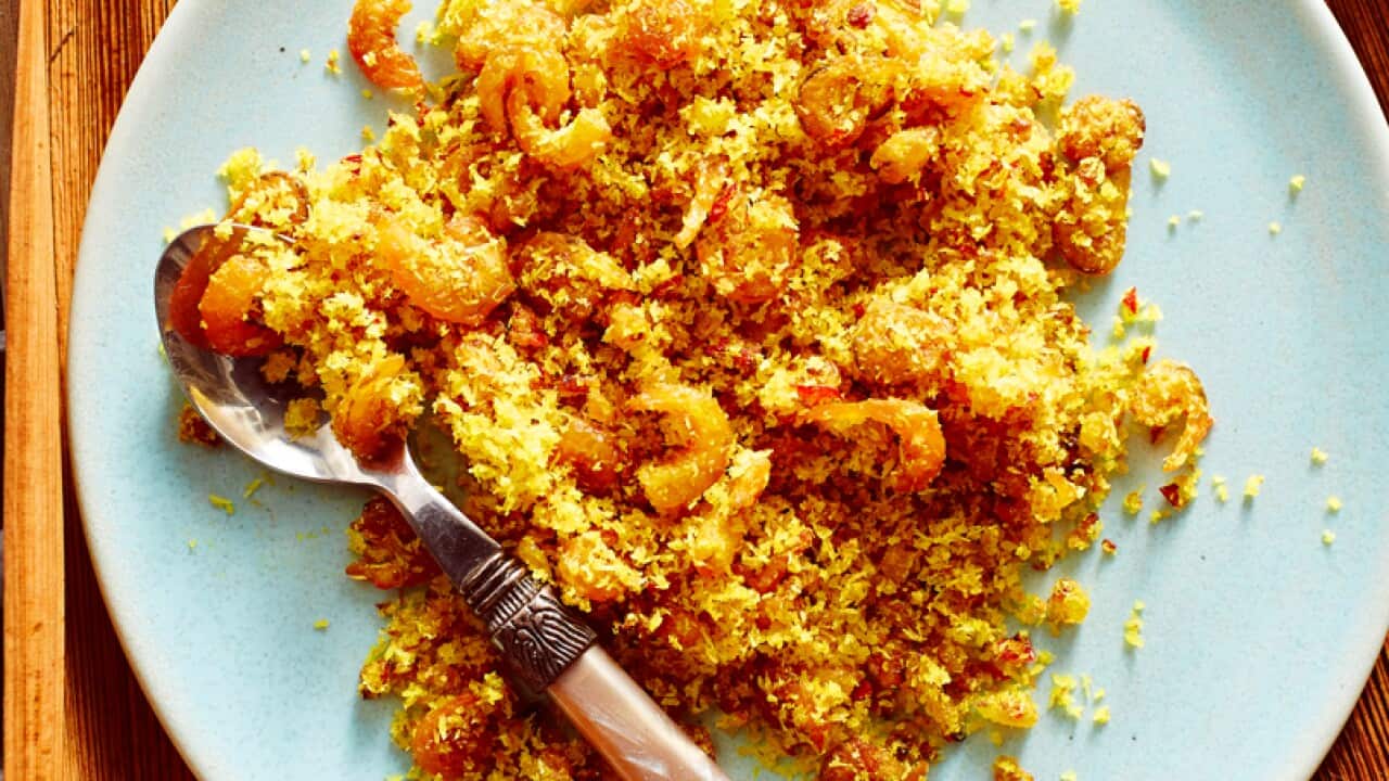 Fried Dried prawns & coconut (sukhi sungta kismuri)