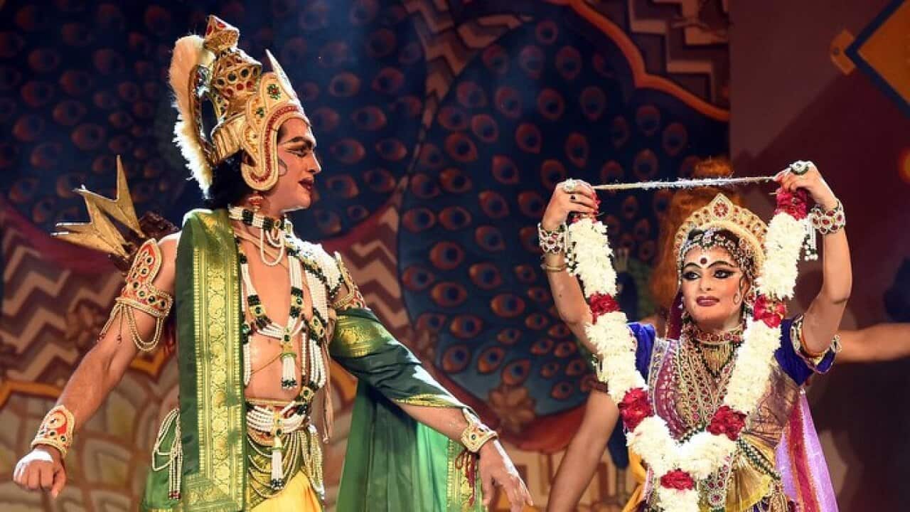 Actors Perform In Ramlila During Hindu Festival Of Navratri