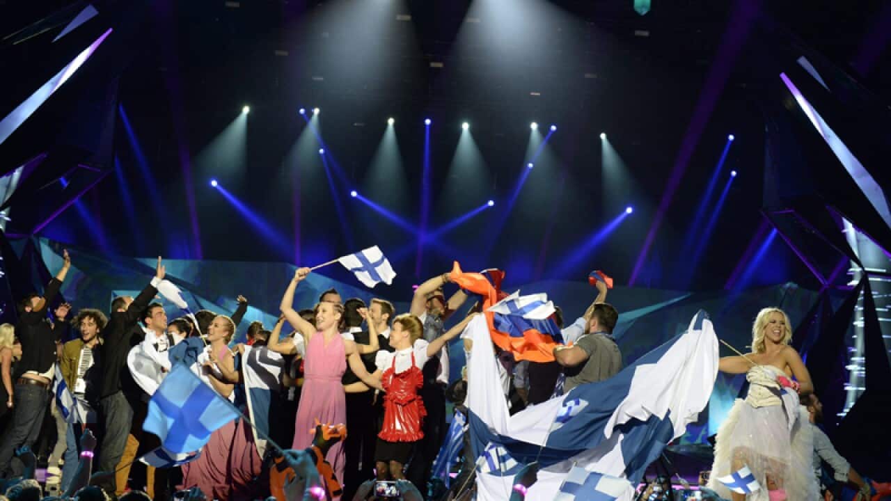 Finland's Krista Siegfrids (R) at the 58th annual Eurovision