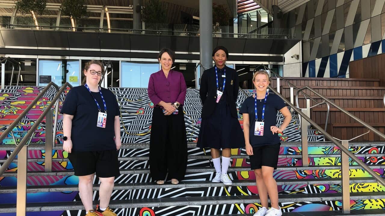 Participants of the jobs program with Victoria's Employment Minister Jaala Pulford (second from left)