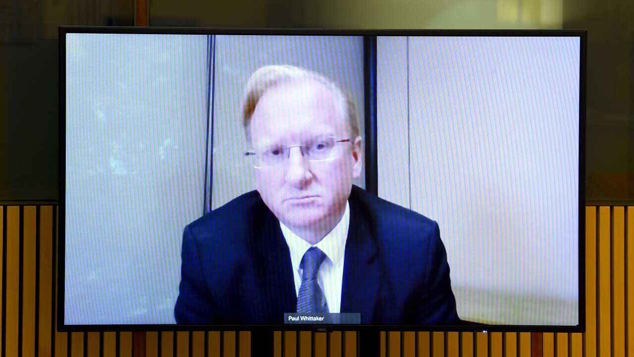 Sky News Australia CEO Paul Whittaker appears via video link during a Senate inquiry at Parliament House in Canberra, Monday, September 06, 2021.