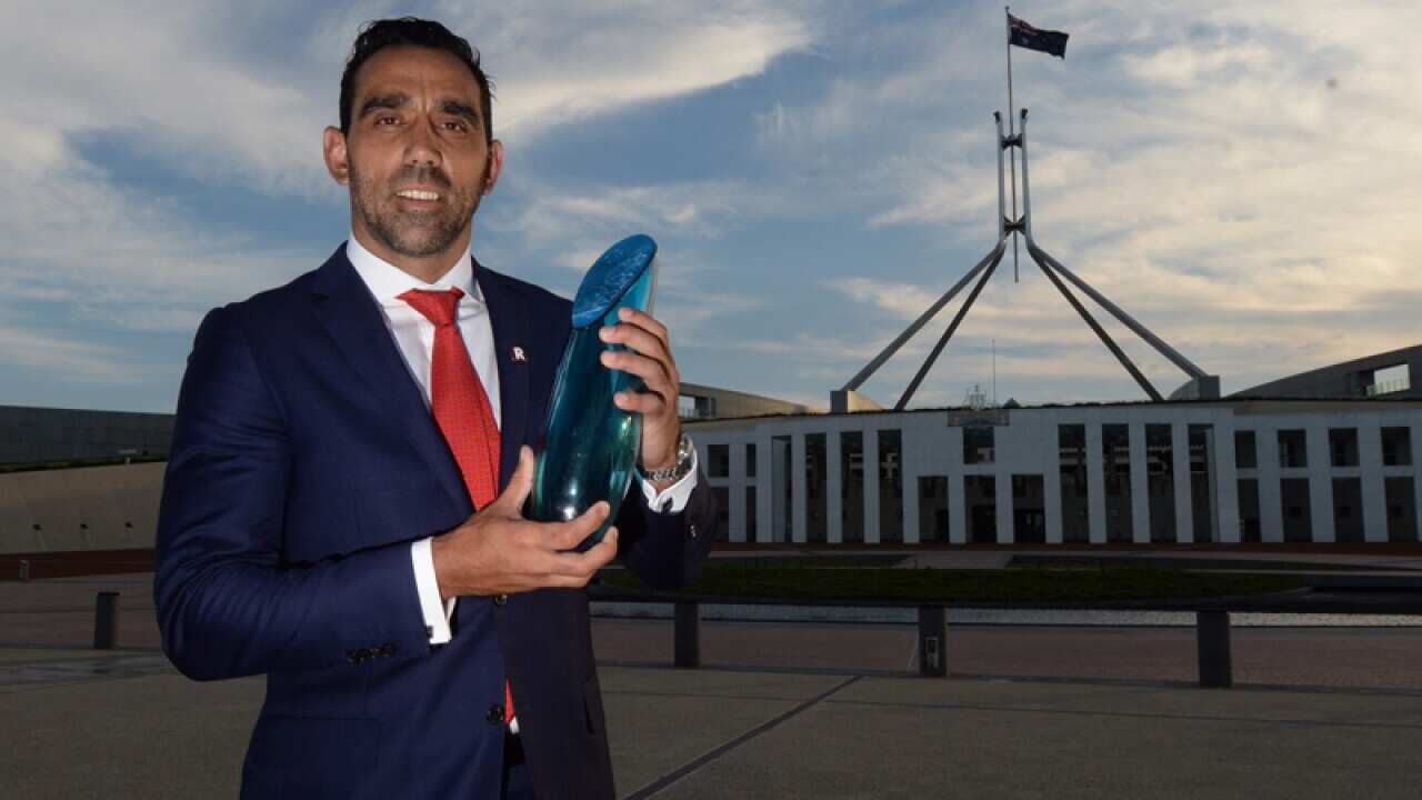 Australian of the Year 2014 Adam Goodes posing for photos