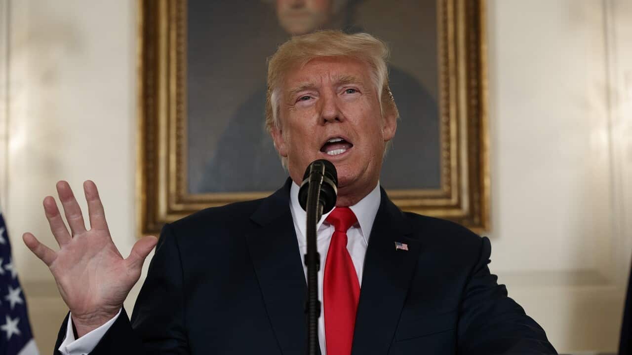 President Donald Trump speaks about the deadly white nationalist rally in Charlottesville, Va.