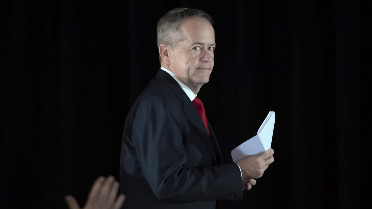 Australian Labor leader Bill Shorten concedes defeat at the Federal Labor Reception in Melbourne, Australia, Saturday, May. 18, 2019.