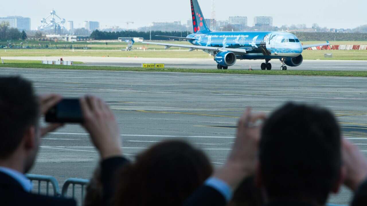 Brussels Airlines flight SN1901 to Faro on the tarmac as operations resume at Brussels Airport in Zaventem, near Brussels, Belgium, 03 April 2016.