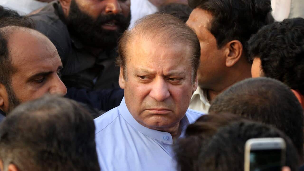 A file photo of Nawaz Sharif (C), former Prime Minister of Pakistan.