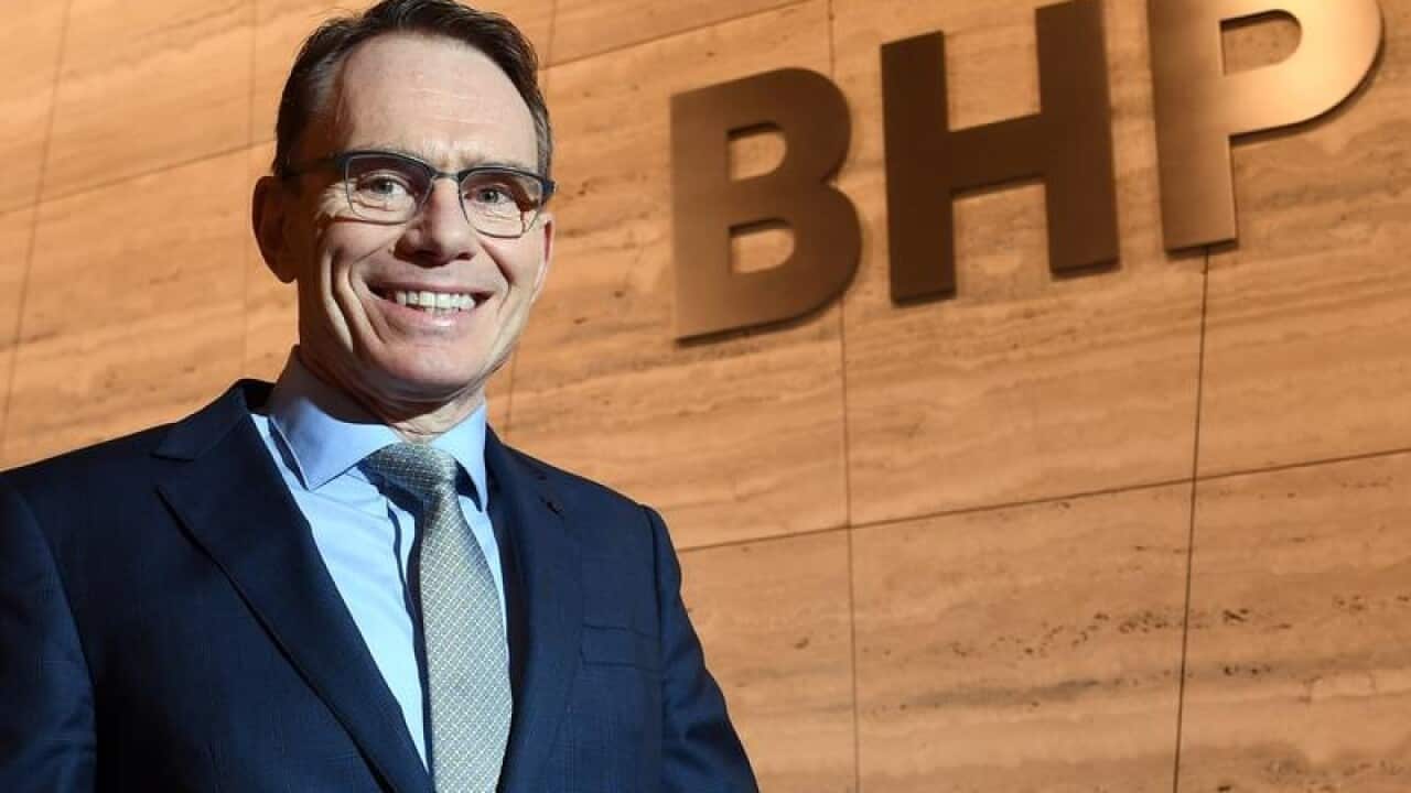 BHP CEO Andrew Mackenzie is seen at the company's headquarters.