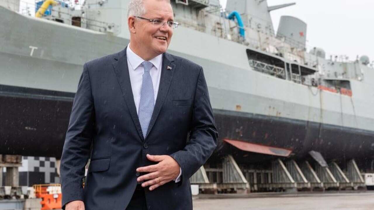Scott Morrison is seen during a visit to BAE Systems