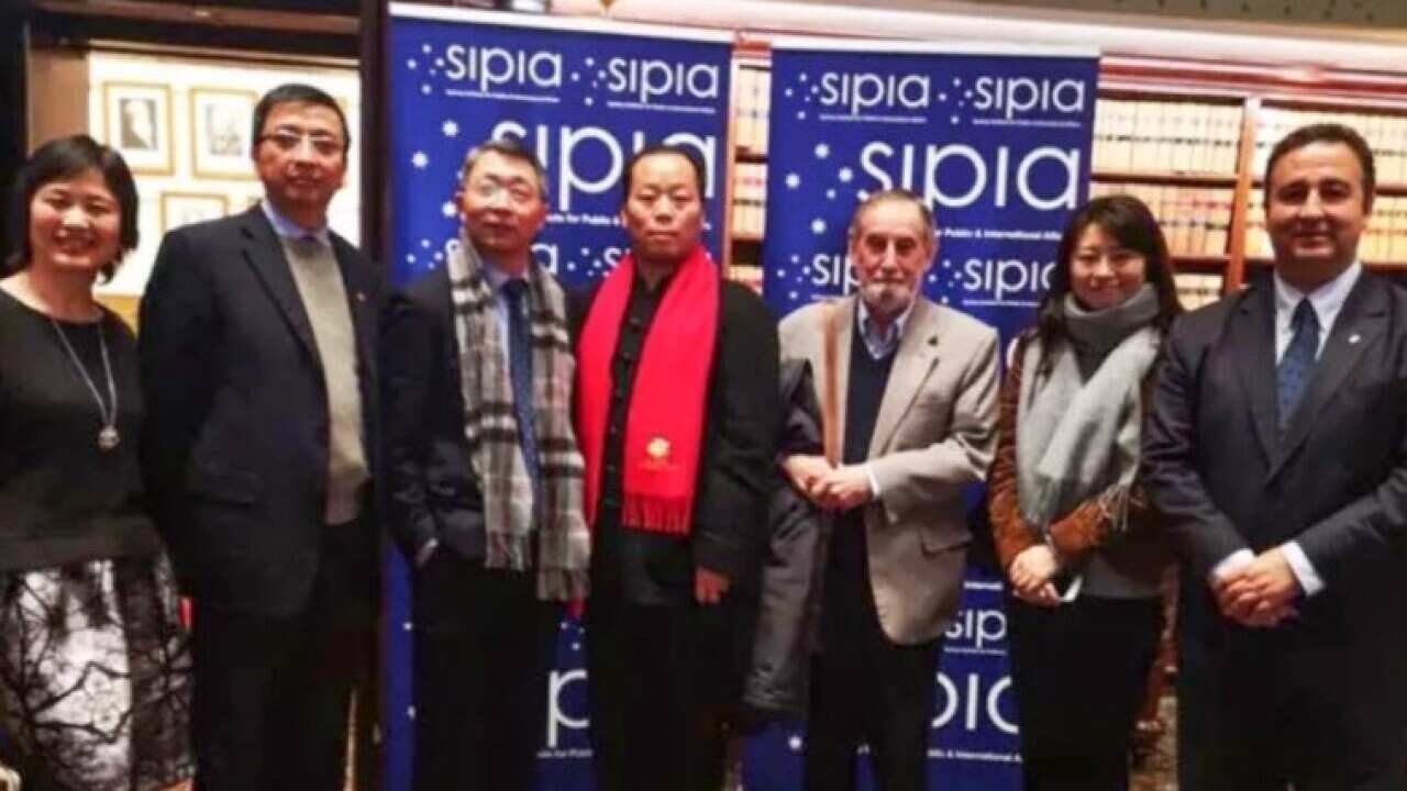 John Zhang, (second from the left) with NSW Labor MLC Shaoquett Moselmane (far right) at a function at NSW Parliament in July 2018.