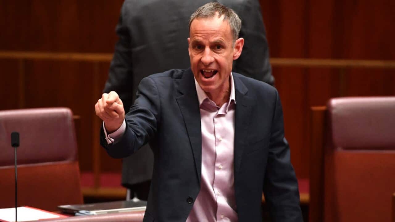 Australian Greens Senator Nick McKim during a division in the Senate chamber at Parliament House in Canberra, Thursday, August 10, 2017. (AAP Image/Mick Tsikas) NO ARCHIVING