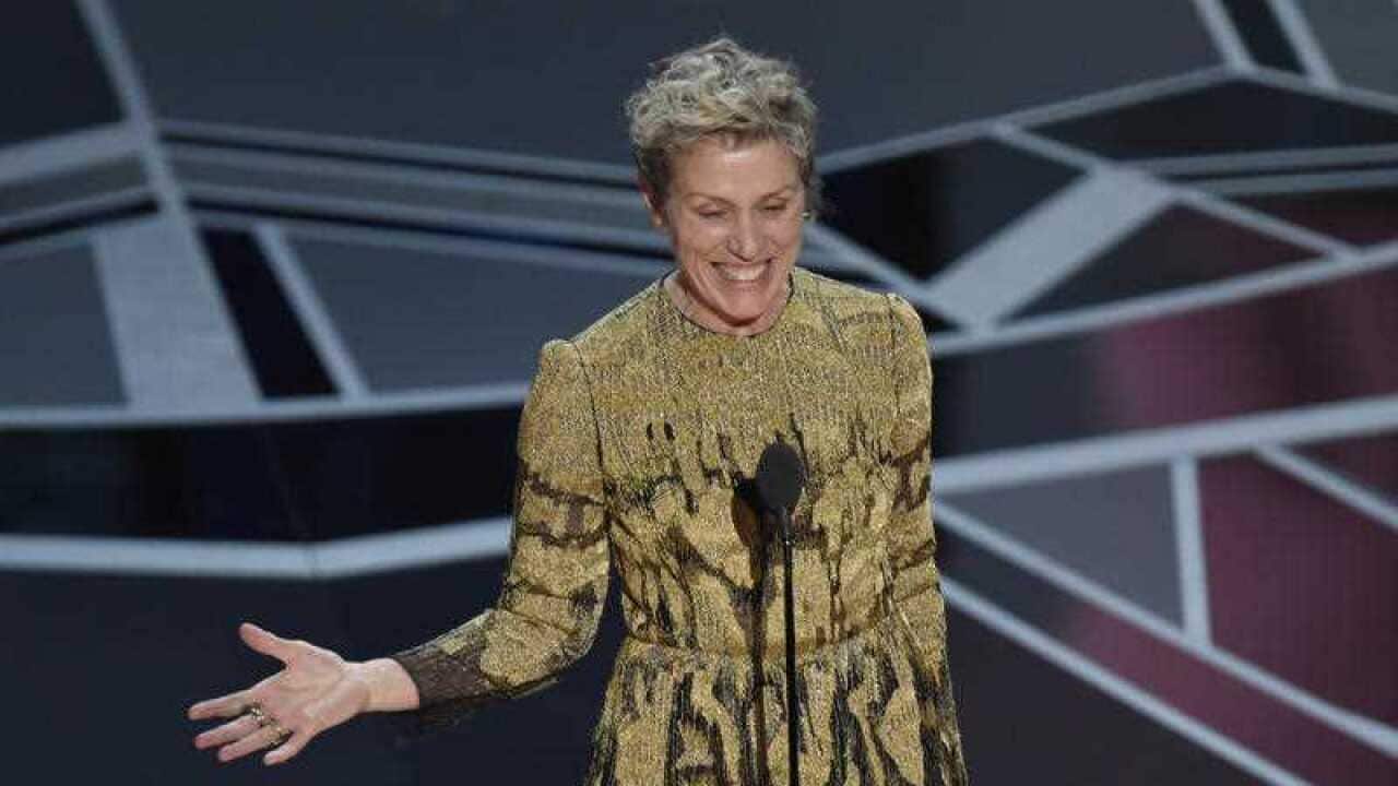 Frances McDormand accepts the award for best performance by an actress in a leading role for "Three Billboards Outside Ebbing, Missouri".