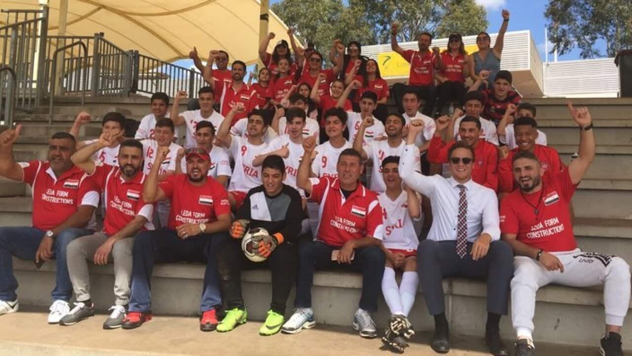 Team Syria in full voice at western Sydney's multicultural cup