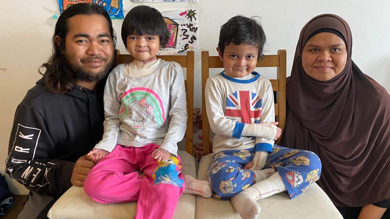 The Azney family moved from Malaysia to Australia to better care for their two children, who suffer from a rare skin condition.