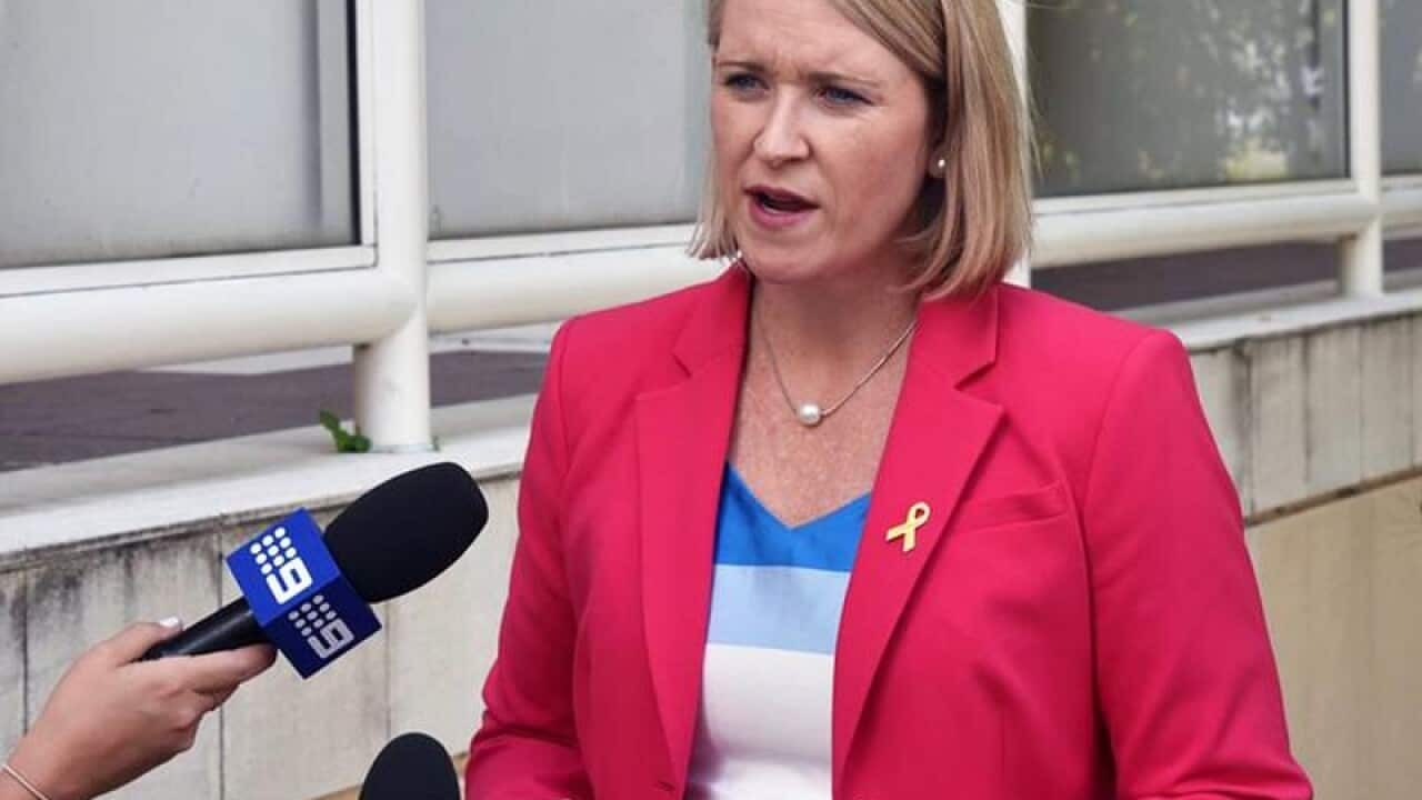 Northern Territory Treasurer Nicole Manison speaks to media in Darwin.