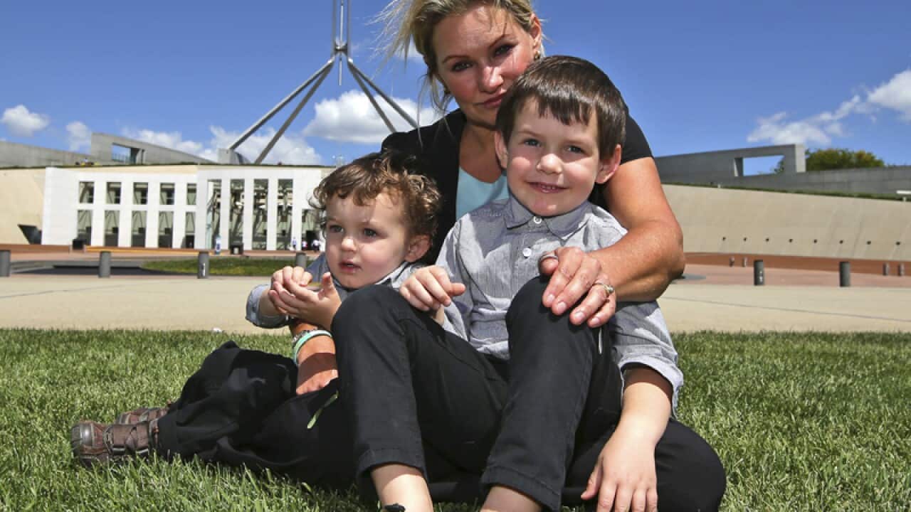 Danica Weeks with her sons Lincoln and Jack