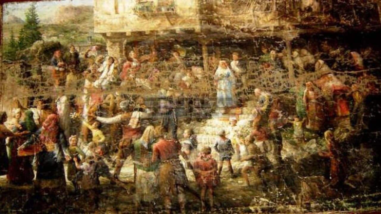 Рисуваната в продължение на осем години "Мома се с рода прощава" е с размери 4 на 2,50 метра