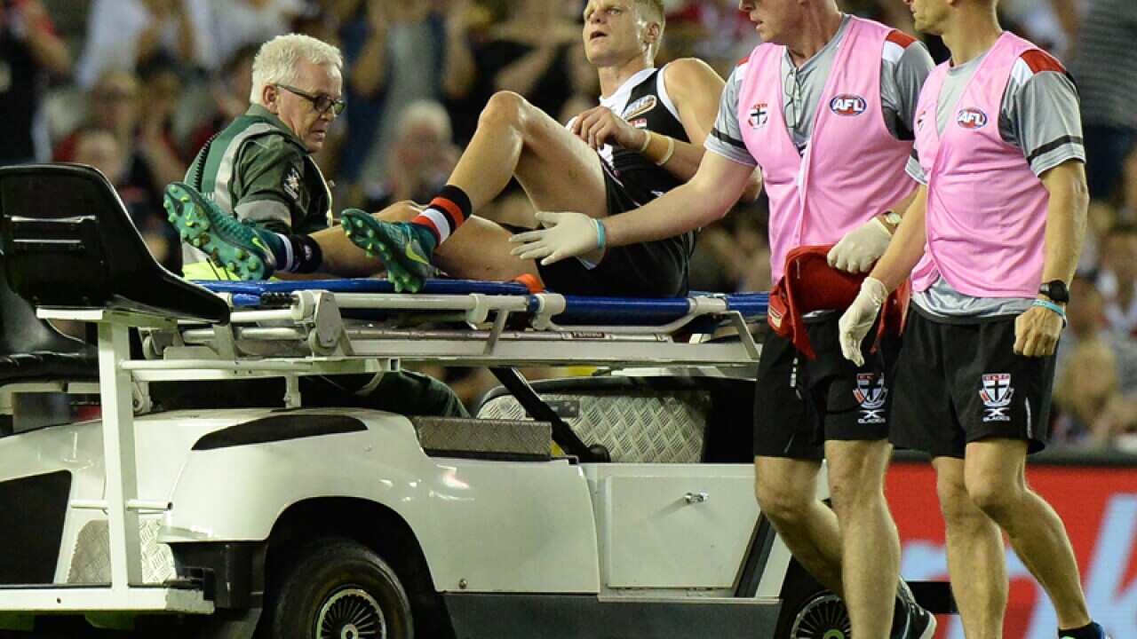 Nick Riewoldt leaves the field