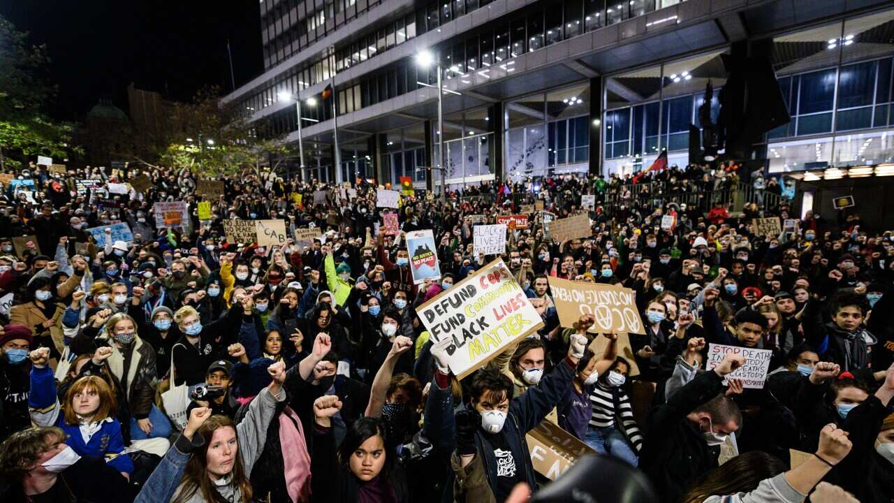 Hundreds gathered in Sydney for an Australian Black Lives Matter protest on Tuesday.
