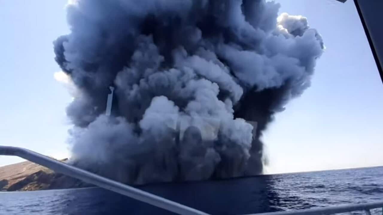 Tourists were on board about to head back to the mainland when the volcano erupted.