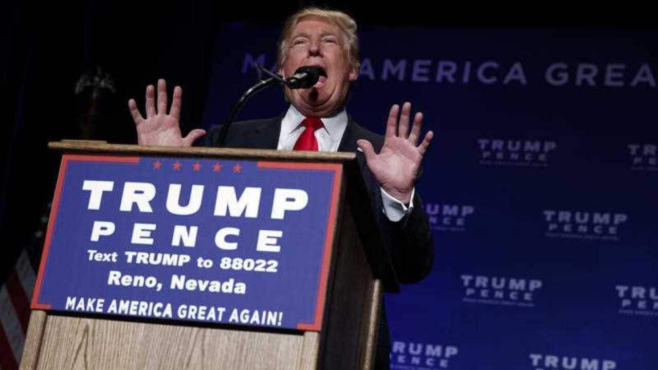 Republican presidential candidate Donald Trump speaks during a campaign rally, Saturday, Nov. 5, 2016, in Reno, Nev. (AP Photo/ Evan Vucci)