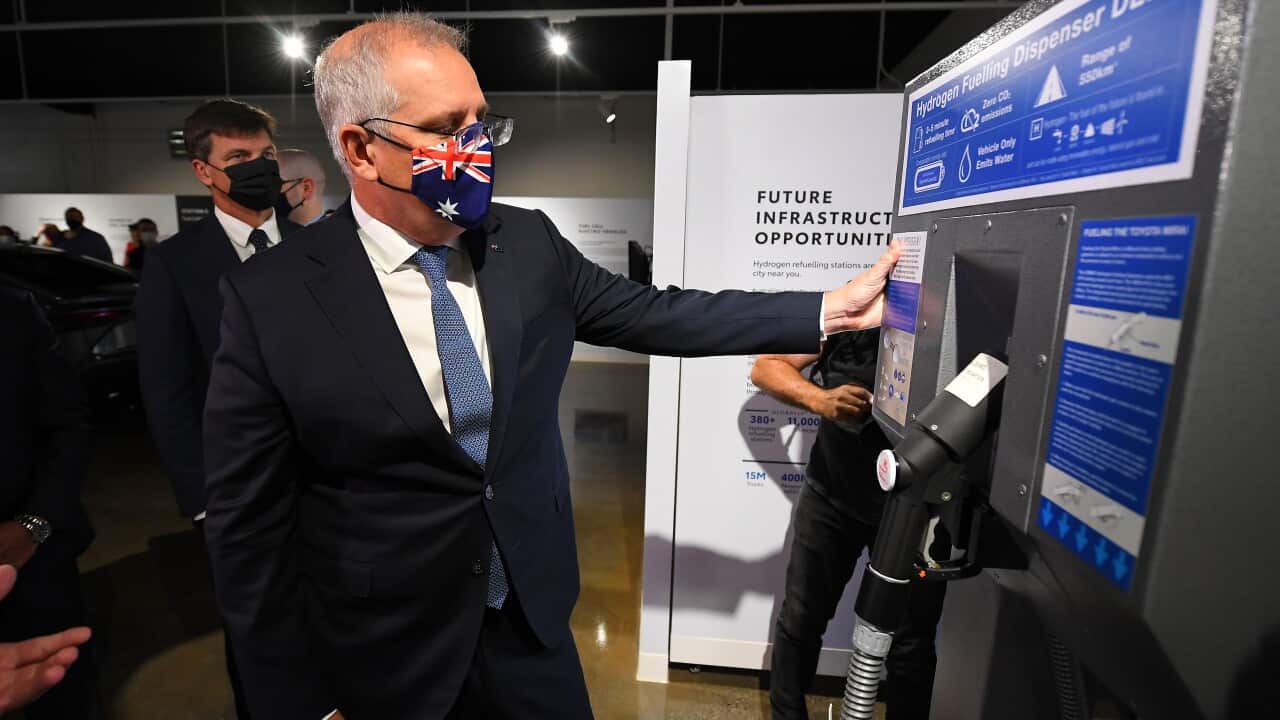 Scott Morrison tours the Toyota Hydrogen Centre in Melbourne.