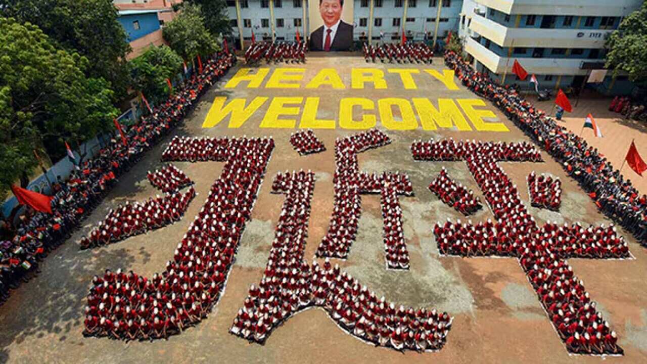 Around 2,000 students at a Chennai school created formation of Xi Jinping name