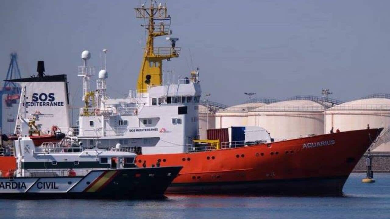 NGO Aquarius in the port of Valencia.