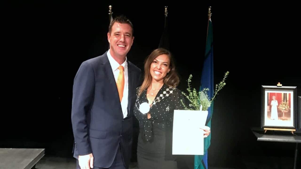 Ilaria De Fusco and the Mayor of the Northern Beaches Council, Michael Regan