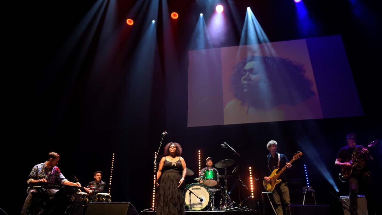 Emma Donovan & The Putbacks perform at the Music Victoria Awards 2021. Photo by Martin Philbey