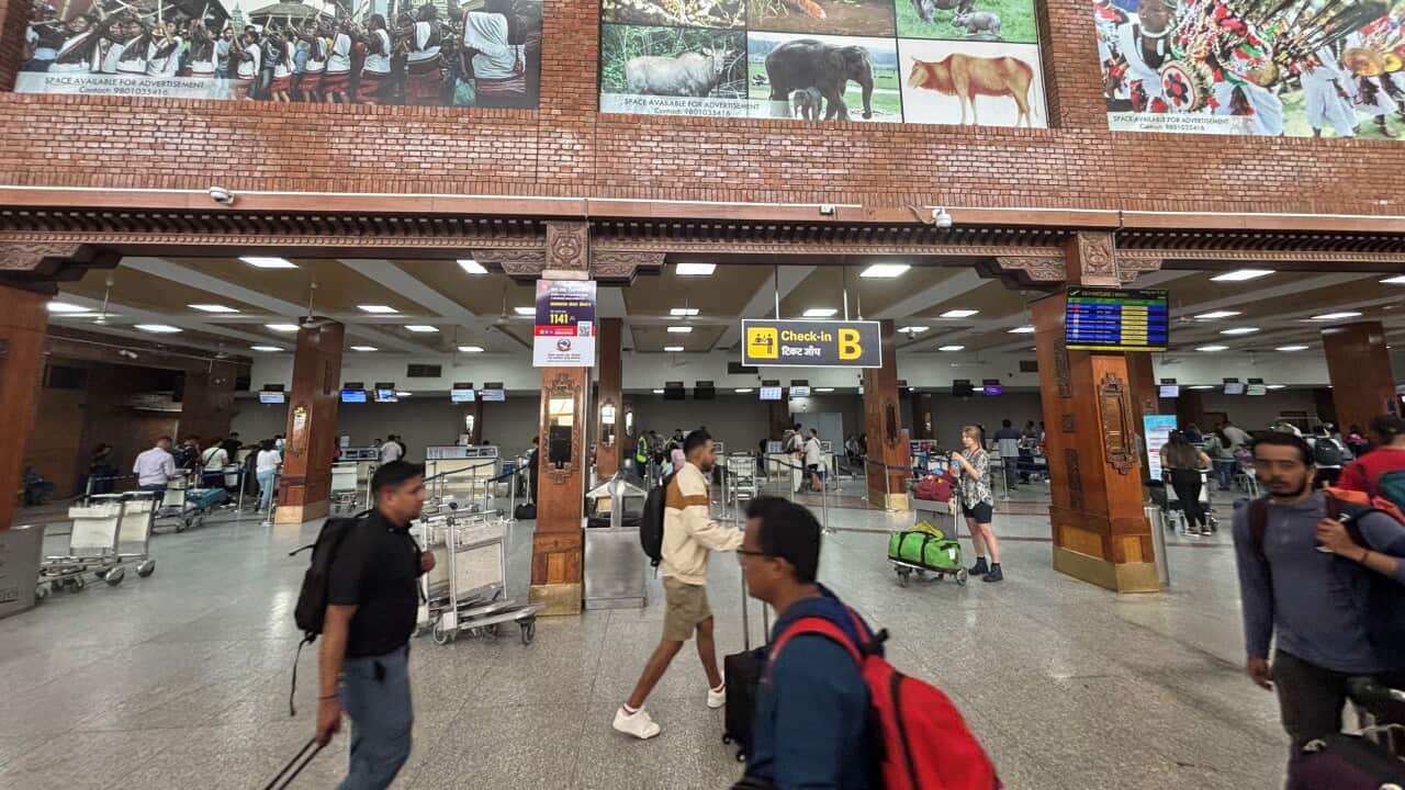 Check-in Counters at Tribhuvan International Airport, Kathmandu.
